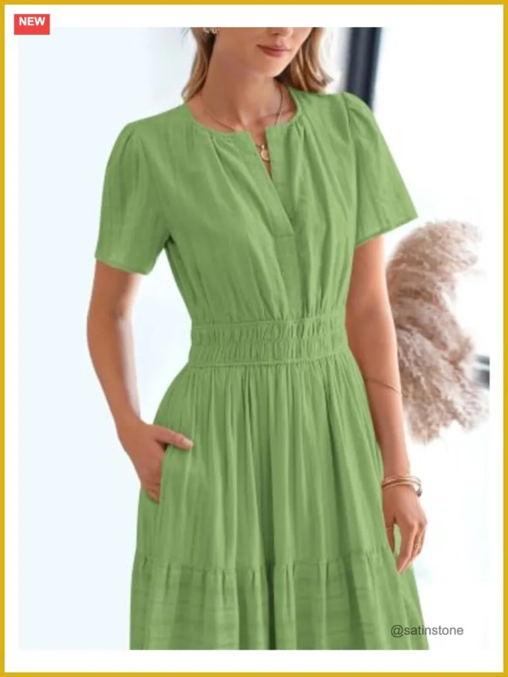 Womens Maxi Dress Short Sleeve V Neck Tiered Boho Sundress with Pockets